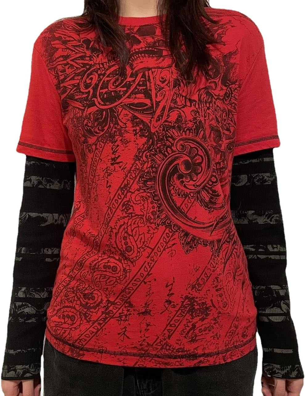 Two-Piece Goth Shirt – Long Sleeve Alt Top