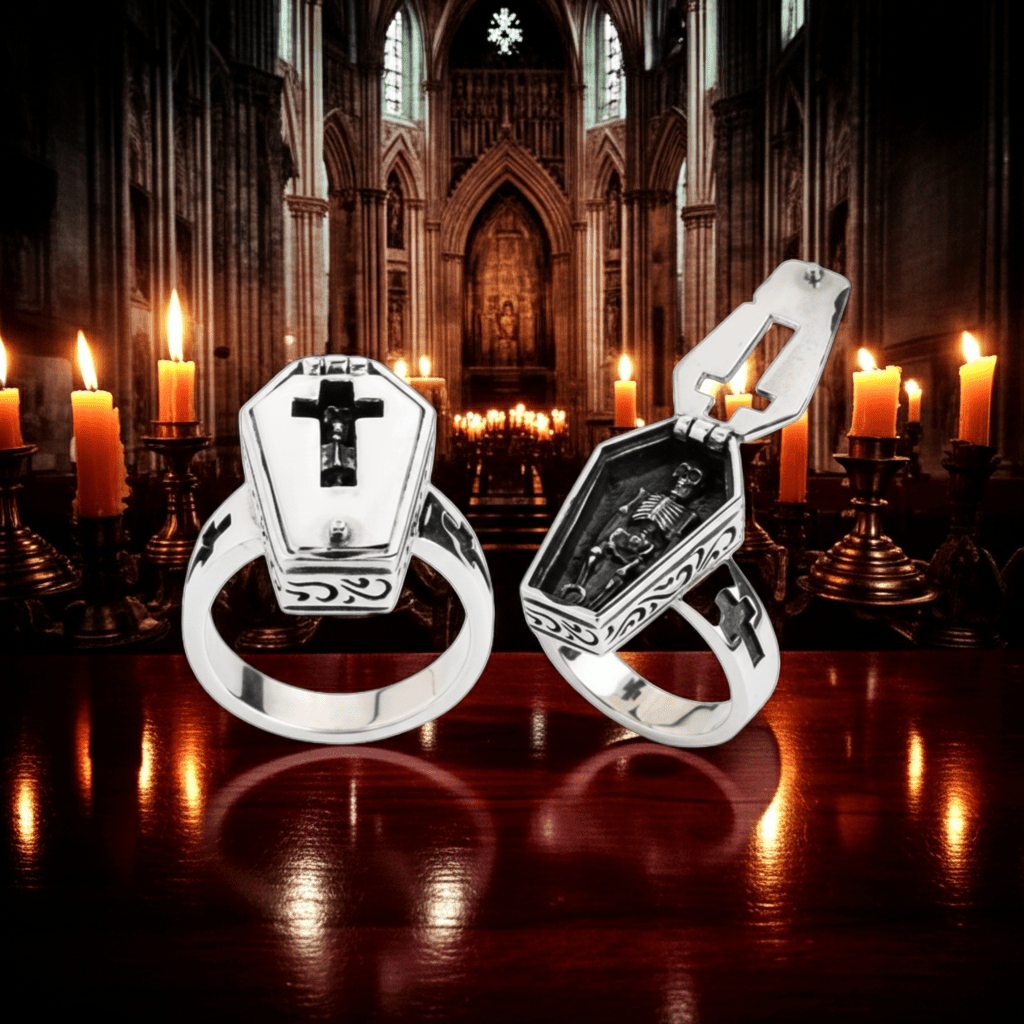 Gothic Coffin Skull Ring - Noctura
