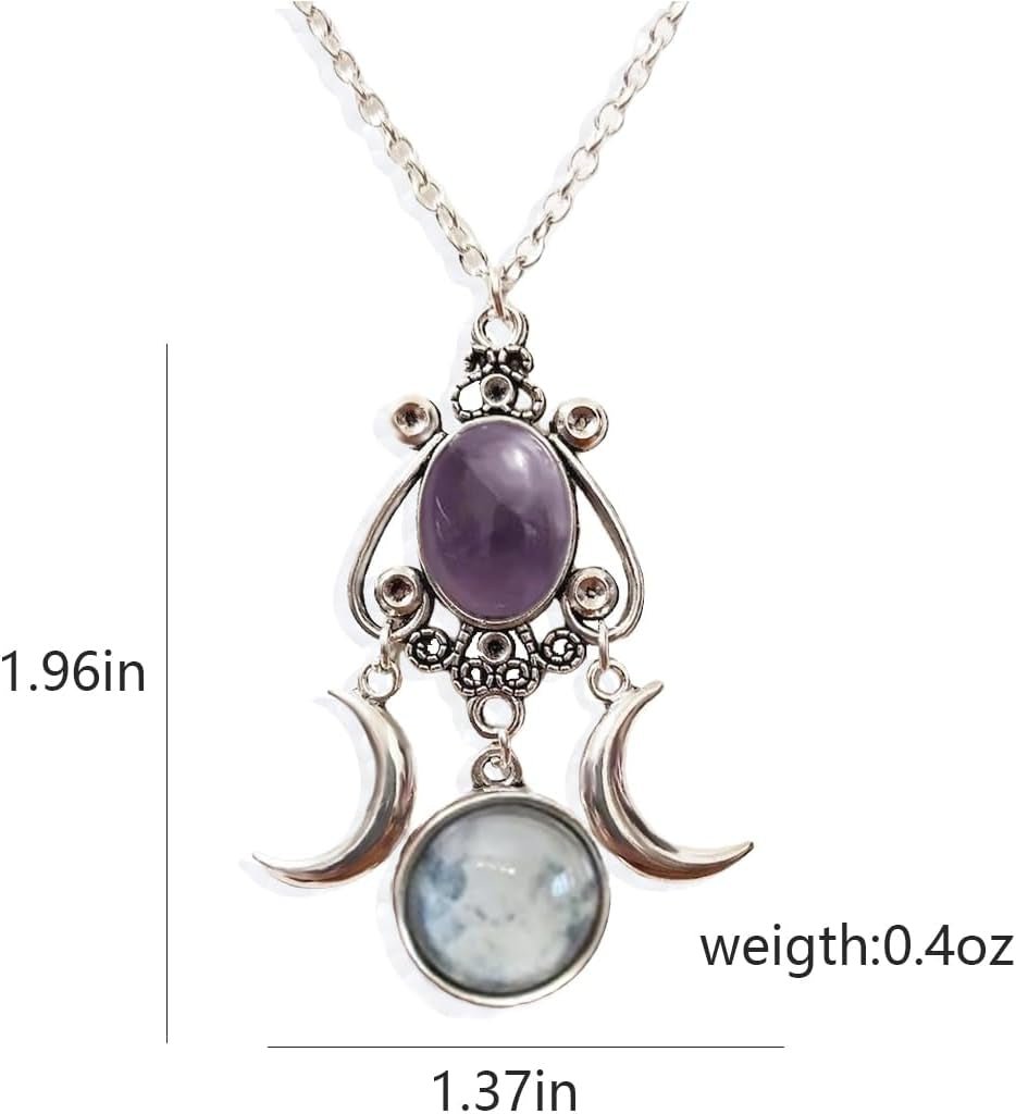 Noctura Gothic Moon Crystal Necklace - Moonlit Romance - Noctura