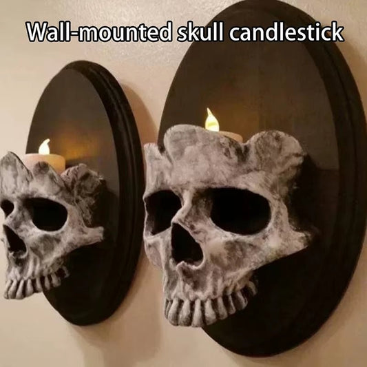Skull Candle Wall Holder – Gothic Skeleton Candlestick Decor - Noctura