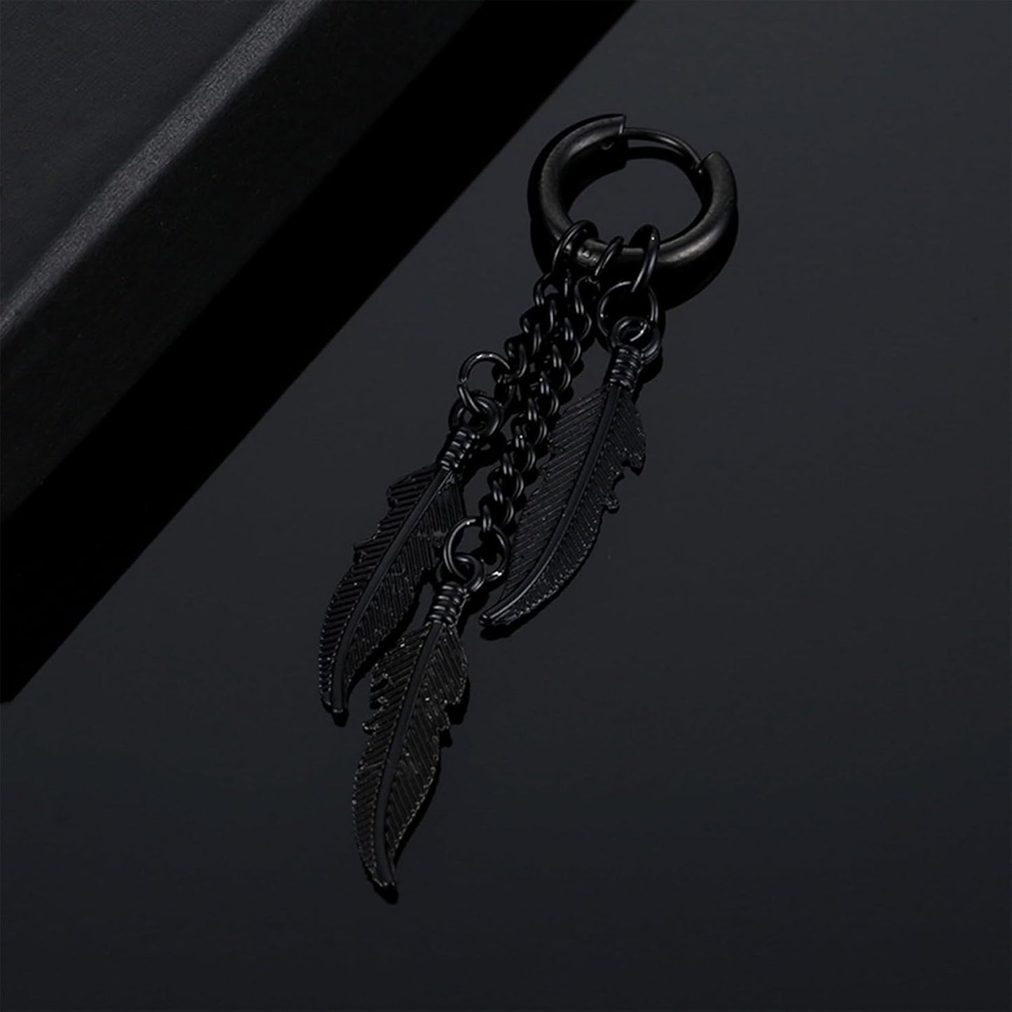 Stainless Steel Punk Feather Drop Huggies