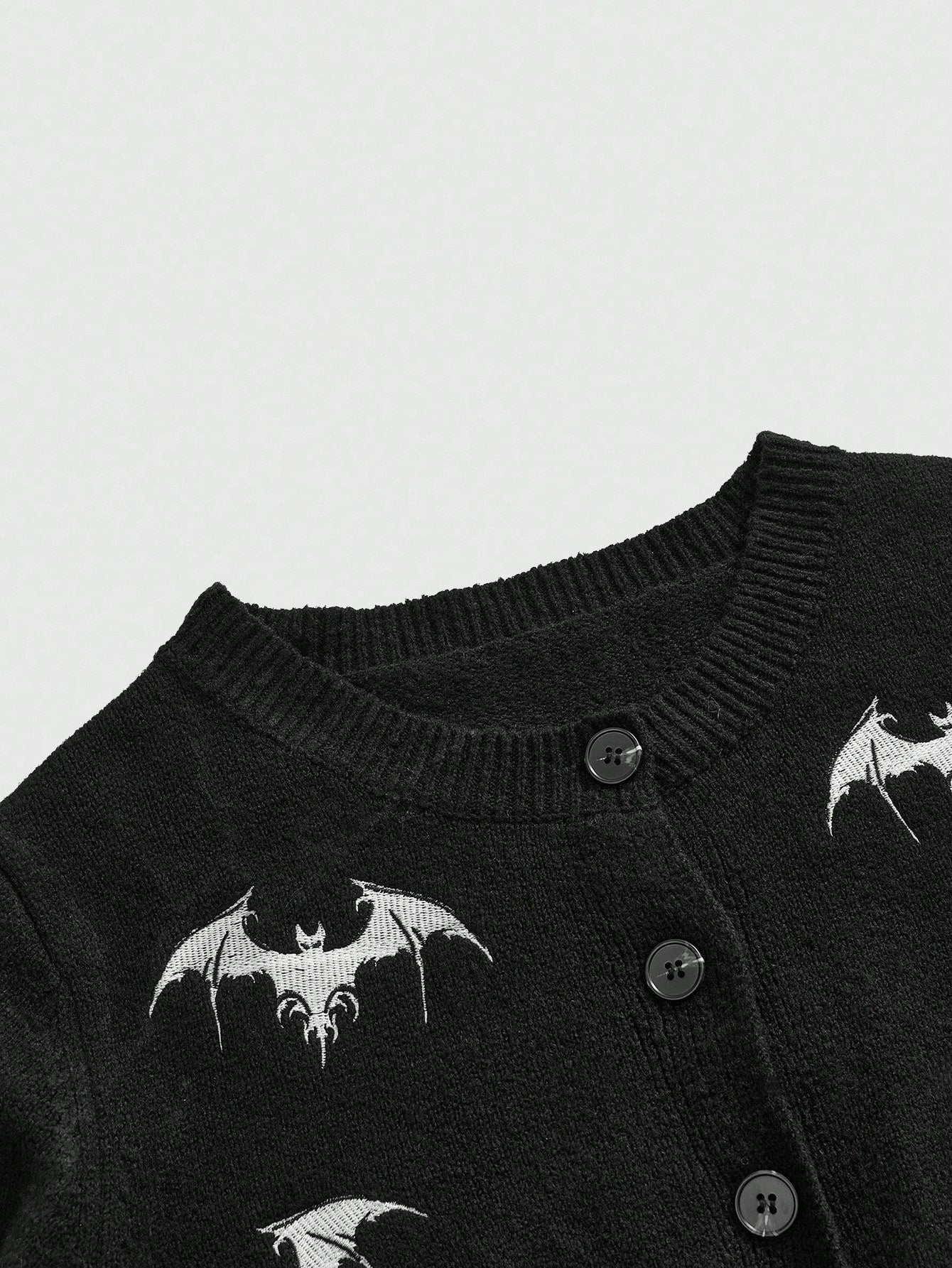 Bat Embroidery Knit Cardigan – ROMWE Goth