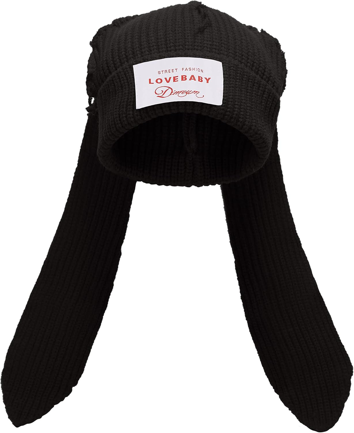 Knit Beanie Hats Cute Bunny Long Ears Funny Hat Fluffy Winter Cap Warm Knit Rabbit Crochet Skull Cap Outdoor Slouchy Hat