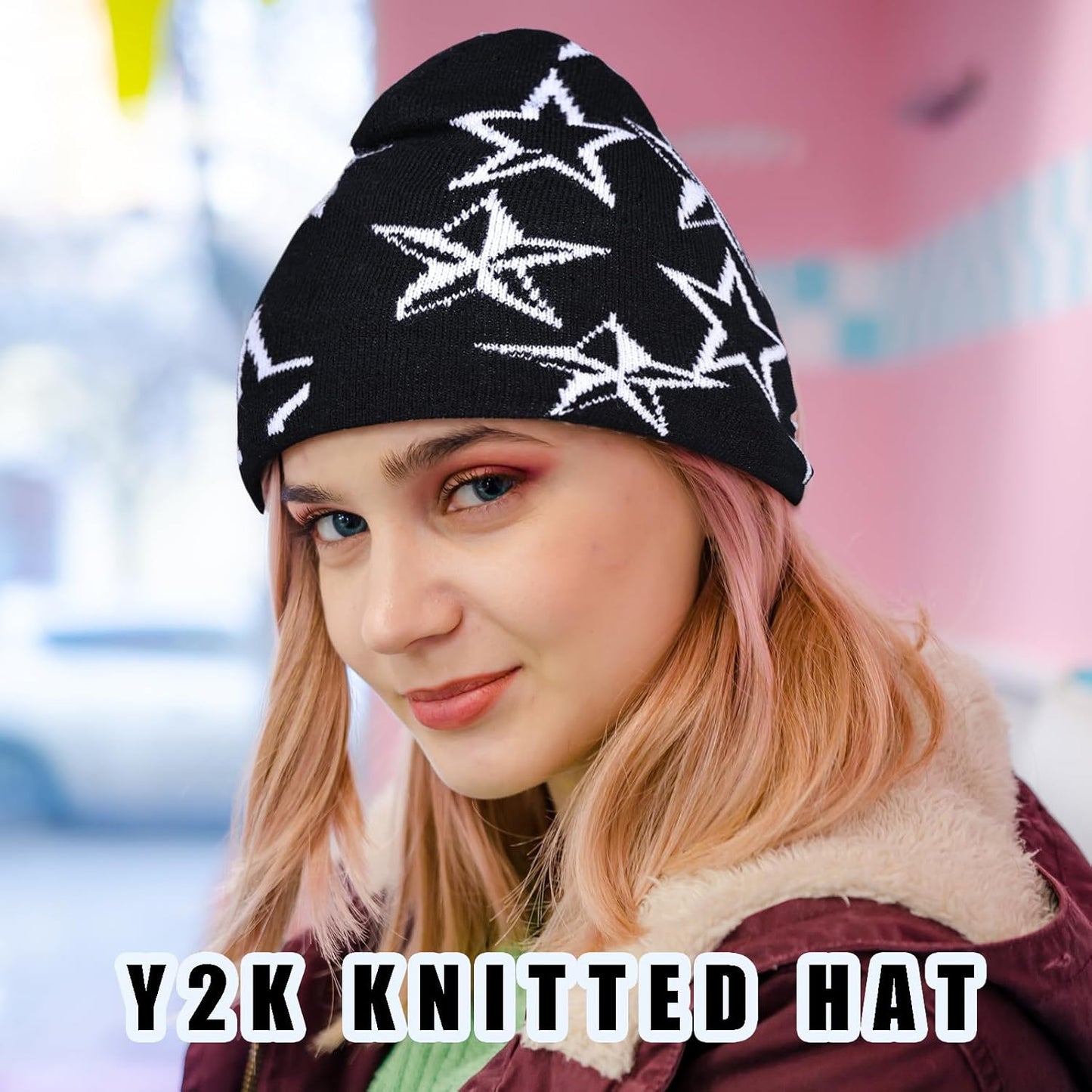 4 Pcs Y2K Beanie Spider Web Beanie, Winter Streetwear Headwear Knitted Hat Goth Graphic Beanies for Men Women Black