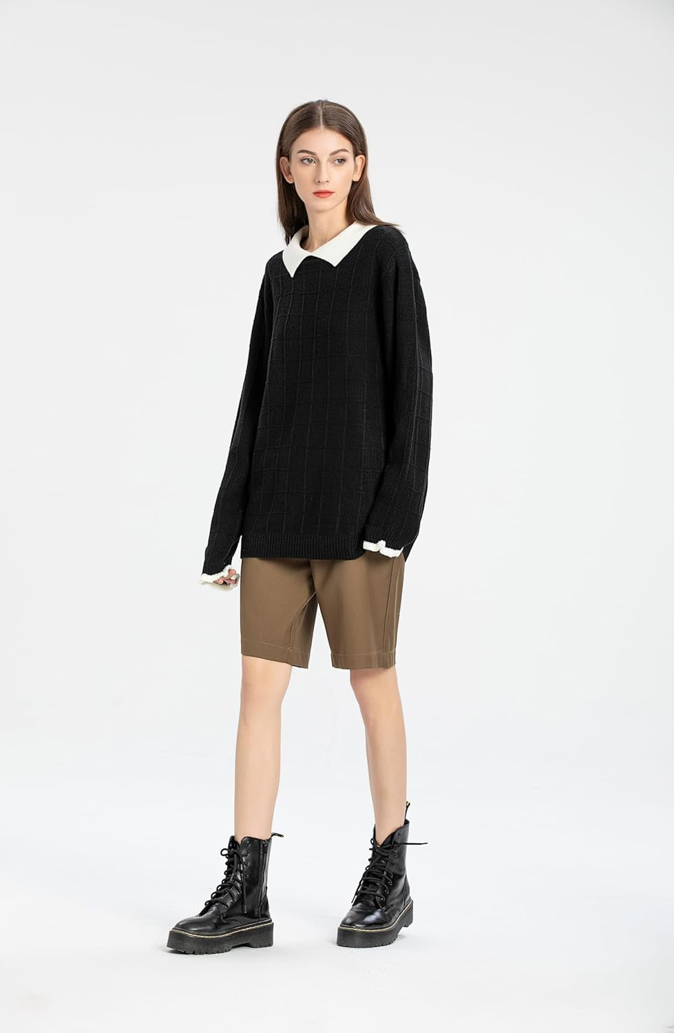 Pan Collar Knitted Sweater – Casual Gothic Pullover