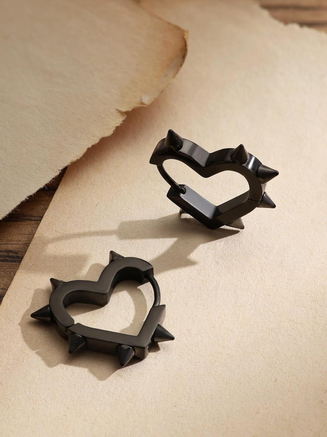 Huggie Hoop Spike Heart Earrings, Gothic Punk Grunge Emo Y2K Earrings, Goth Jewelry, Christmas Jewelry Gift for Women