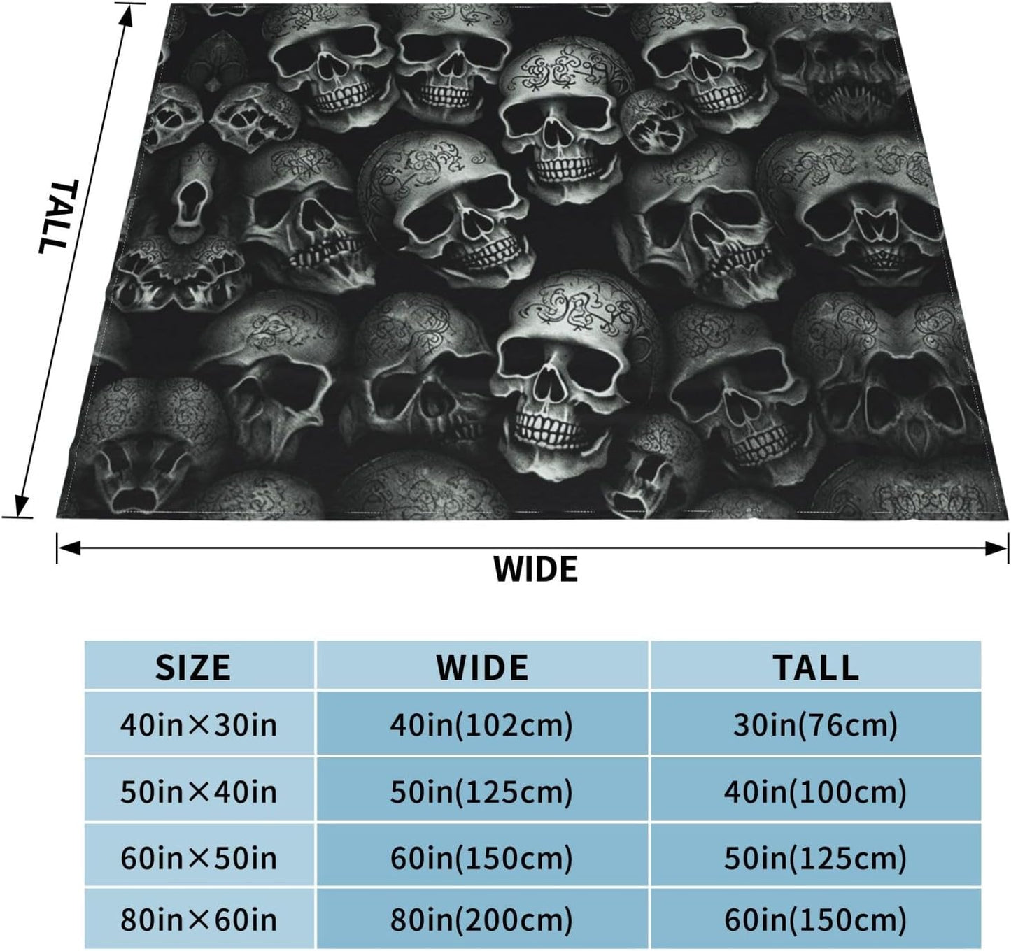 Black Skull Micro Fleece Blanket – Ultra-Soft Goth Throw 💀