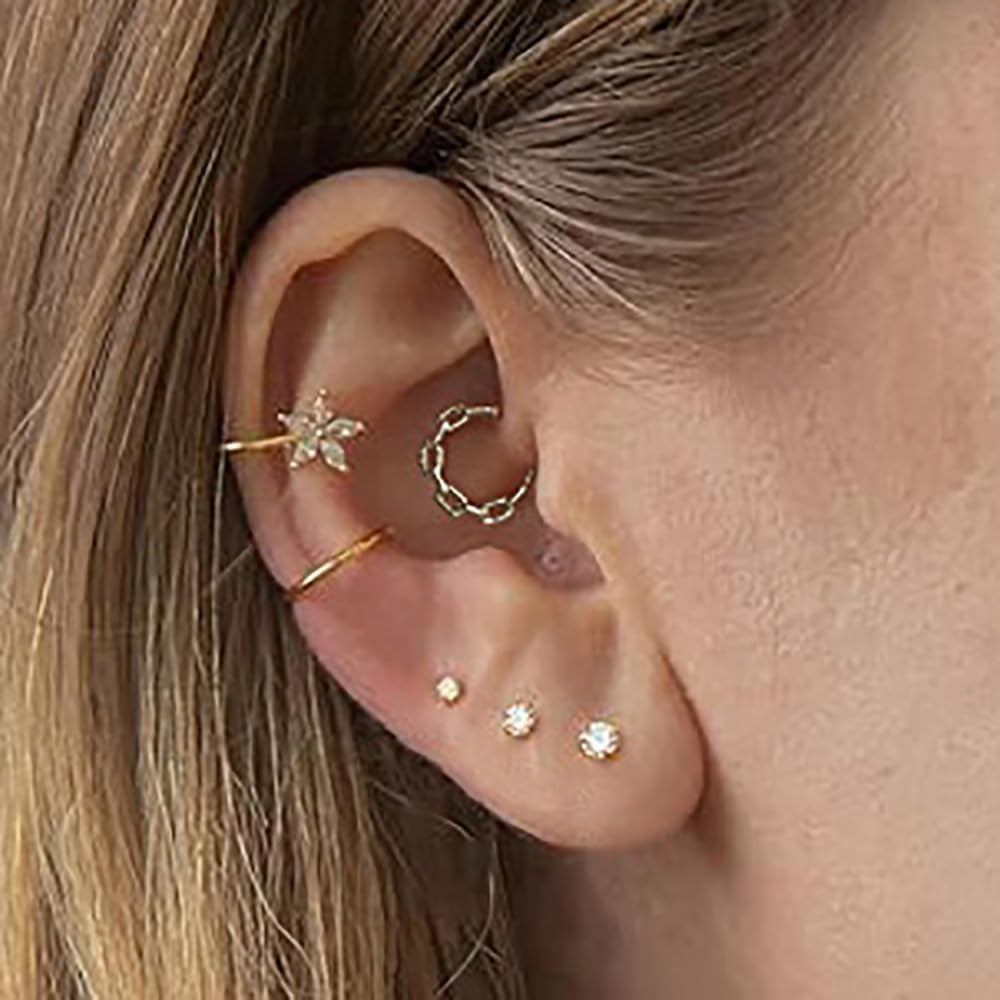 Chain Septum Rings 16G/(8Mm,10Mm,12Mm) Nose Ring Dainty Helix Daith Earrings for Men/Women 316L Stainless Steel Daith Piercing Jewelry Silver Gold Black