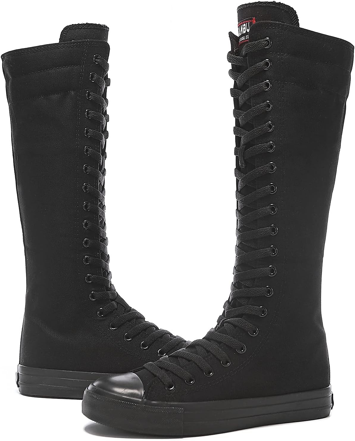 Midnight Riot Canvas Knee Boots – Lace-Up Zip High-Top