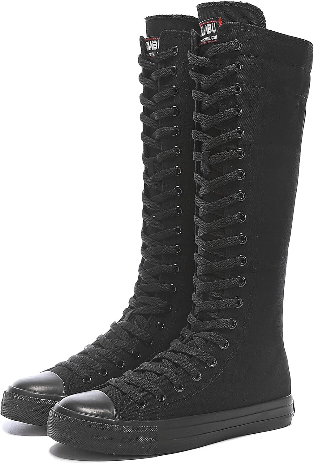 Midnight Riot Canvas Knee Boots – Lace-Up Zip High-Top