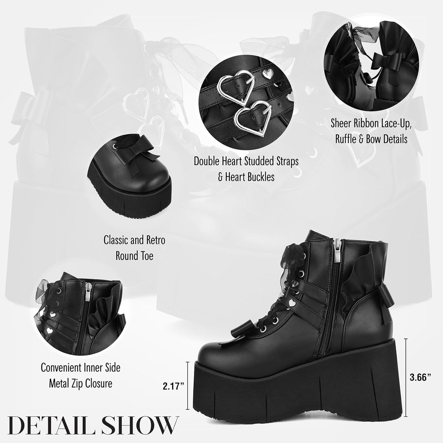 Heartstruck Ribbon Platform Boots – Goth Rave Ankle