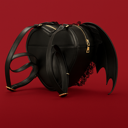 Black Bat Heart Wings Backpack