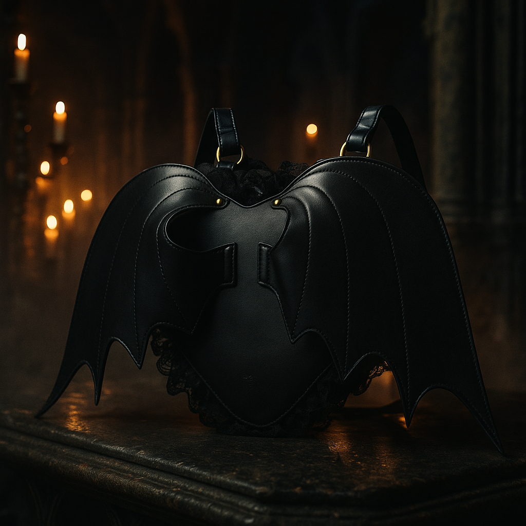 Black Bat Heart Wings Backpack