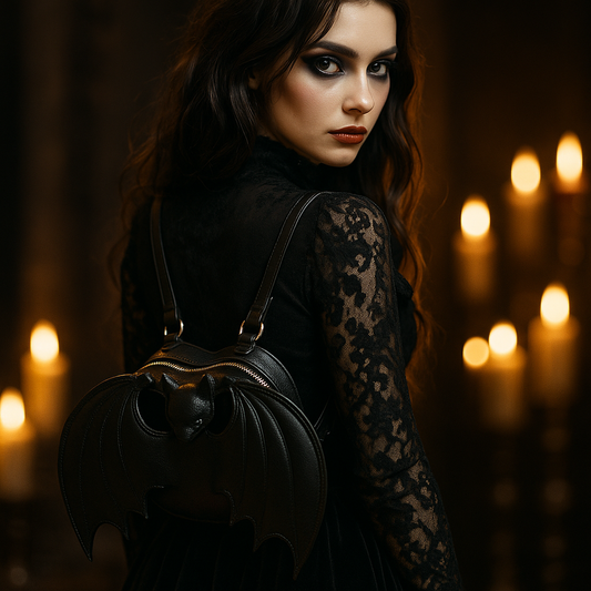 Black Bat Heart Wings Backpack