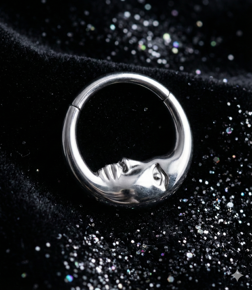 16G Moon Face - Titanium Septum Ring