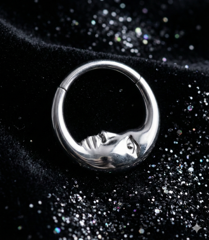 16G Moon Face - Titanium Septum Ring