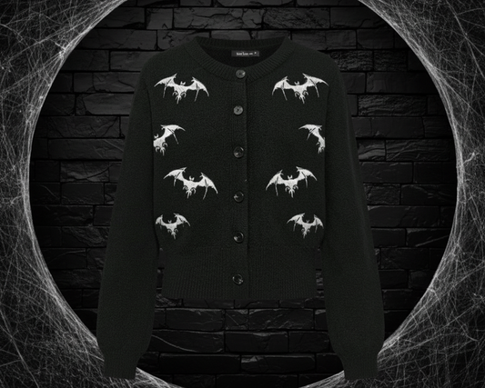 Bat Embroidery Knit Cardigan – ROMWE Goth