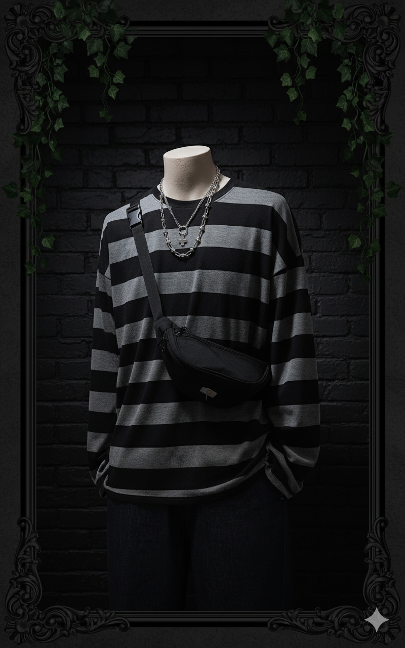 Harajuku Oversized Stripe Tee – Casual Crewneck