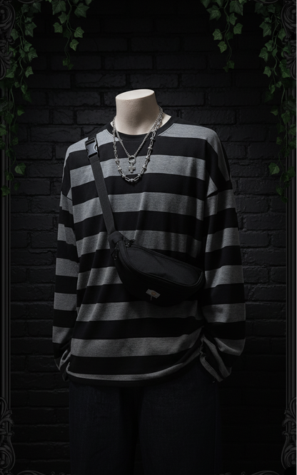 Harajuku Oversized Stripe Tee – Casual Crewneck