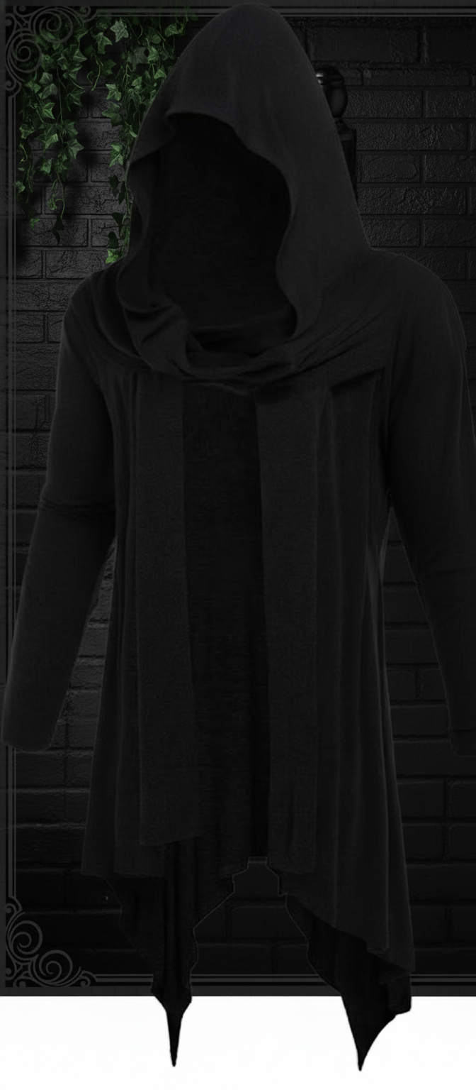 Men’s Hooded Cardigan – Ruffle Shawl Drape Cape