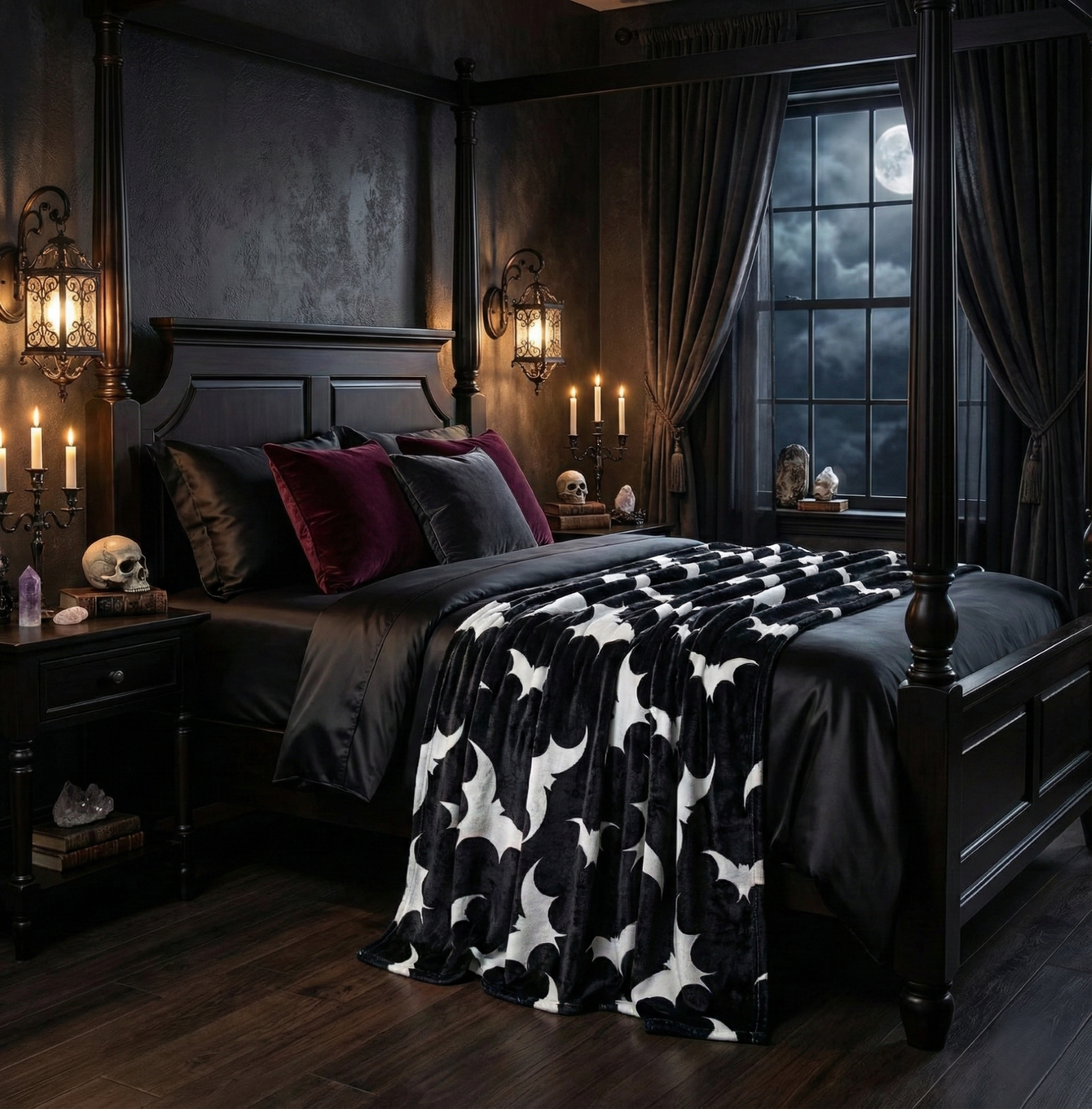 🦇 Gothic Bat Pattern Throw Blanket