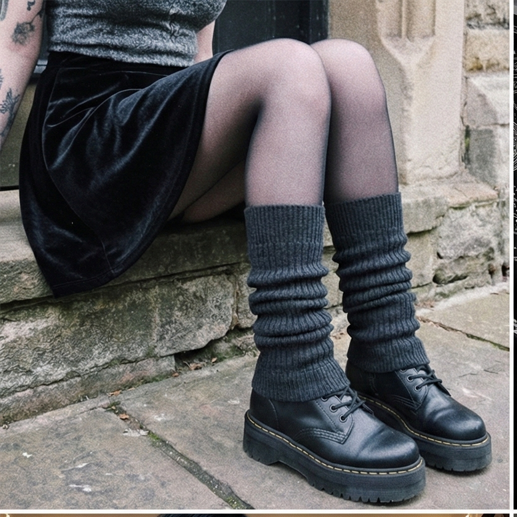 Thick Cashmere Knee Warmers – Gothic Thermal Leg Sleeves
