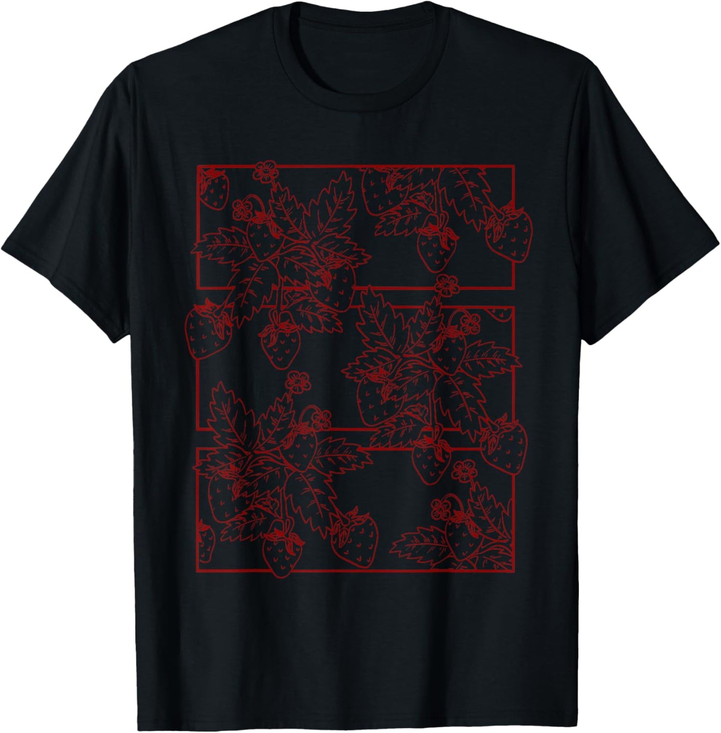 Alt Dark Academia Emo Goth Grunge Aesthetic Red Strawberry T-Shirt