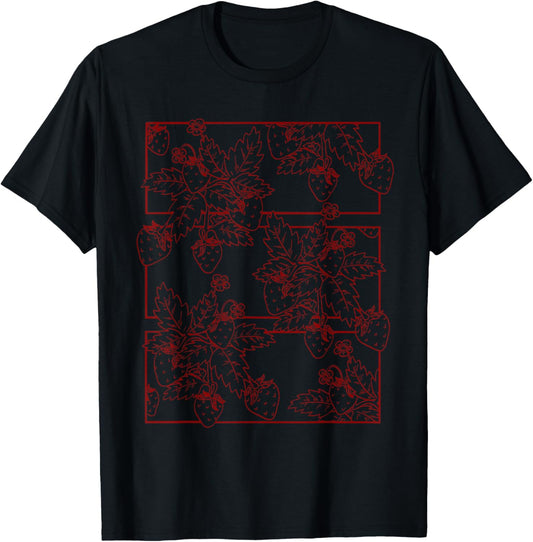 Alt Dark Academia Emo Goth Grunge Aesthetic Red Strawberry T-Shirt