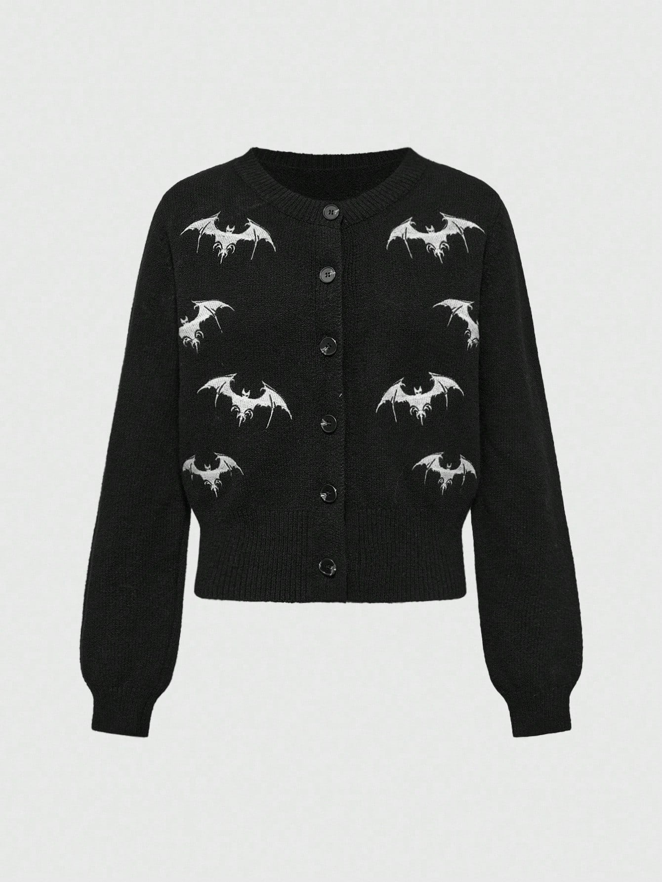 Bat Embroidery Knit Cardigan – ROMWE Goth