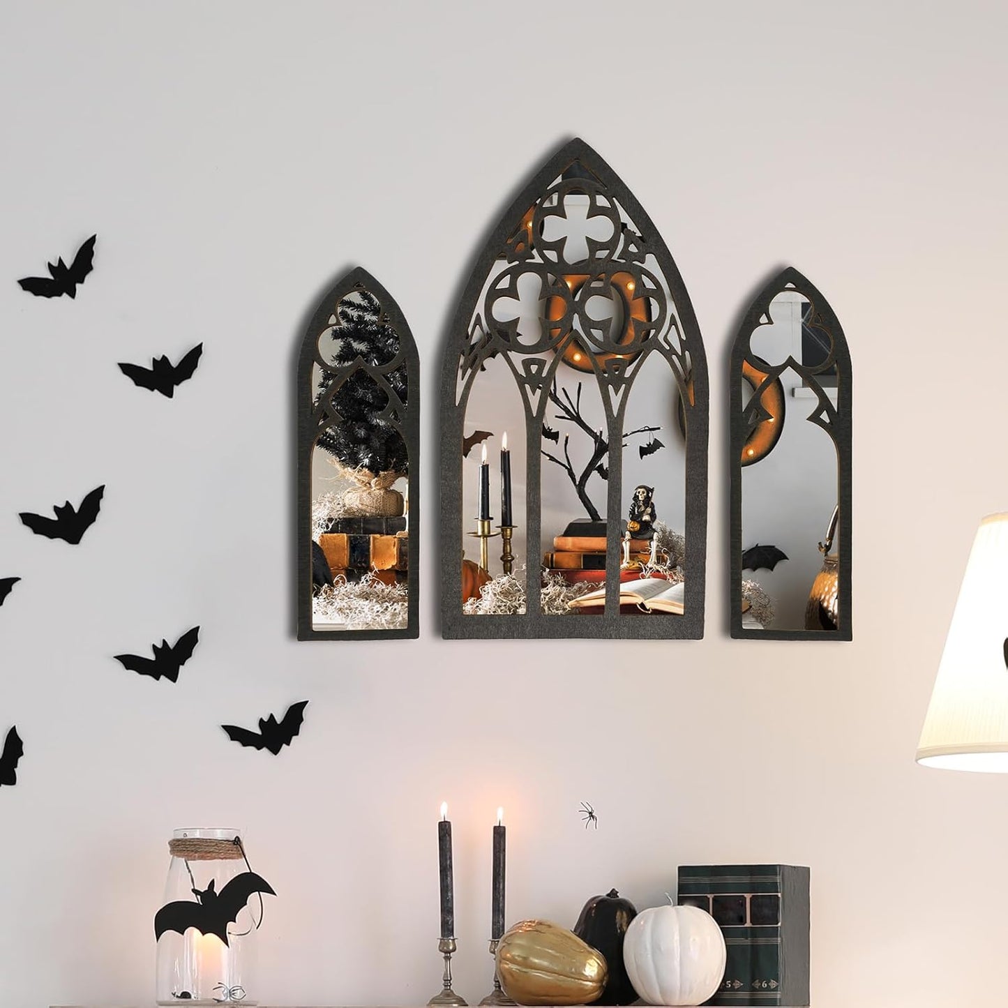 3-Pack Gothic Arched Wall Mirrors