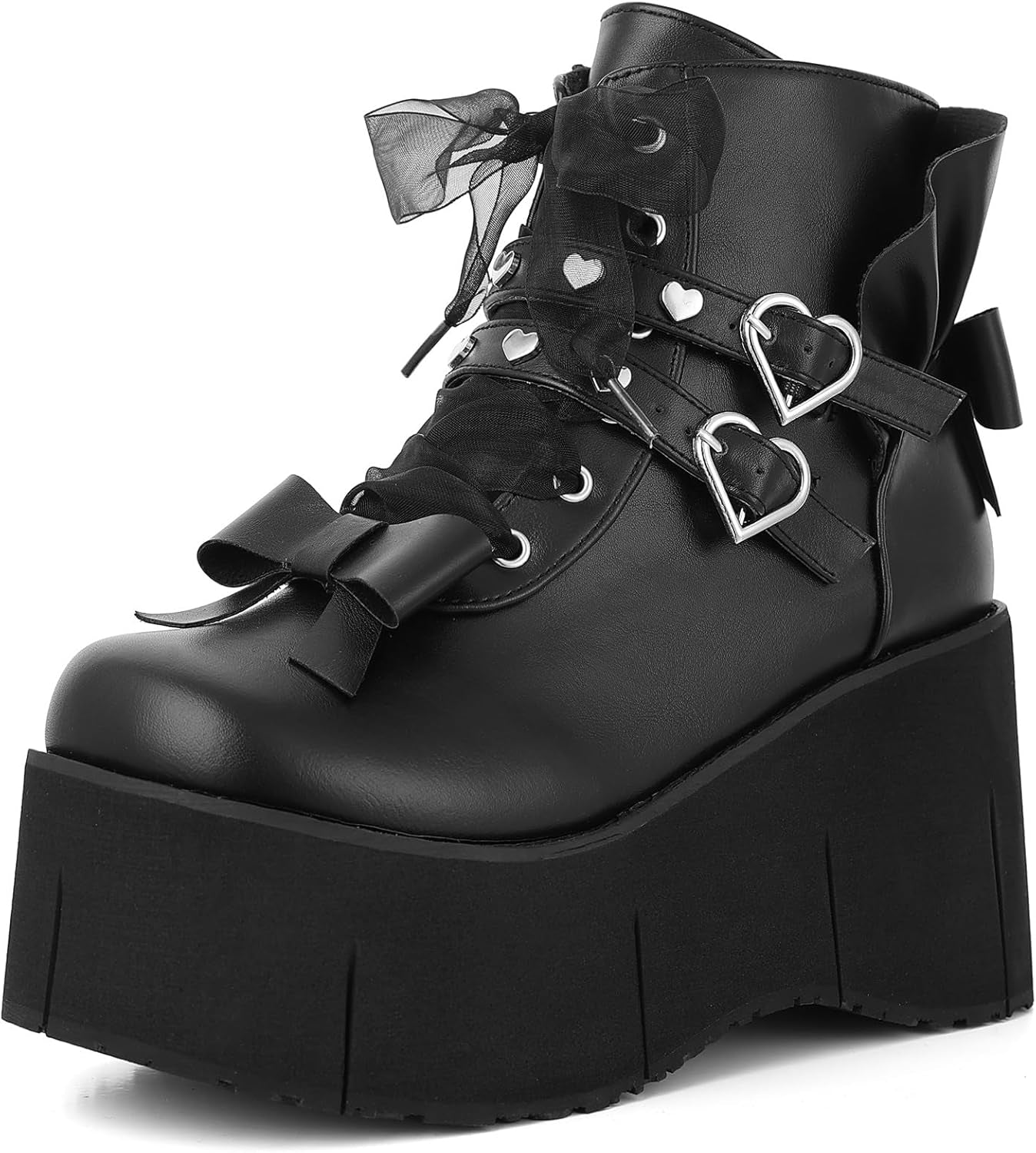 Heartstruck Ribbon Platform Boots – Goth Rave Ankle