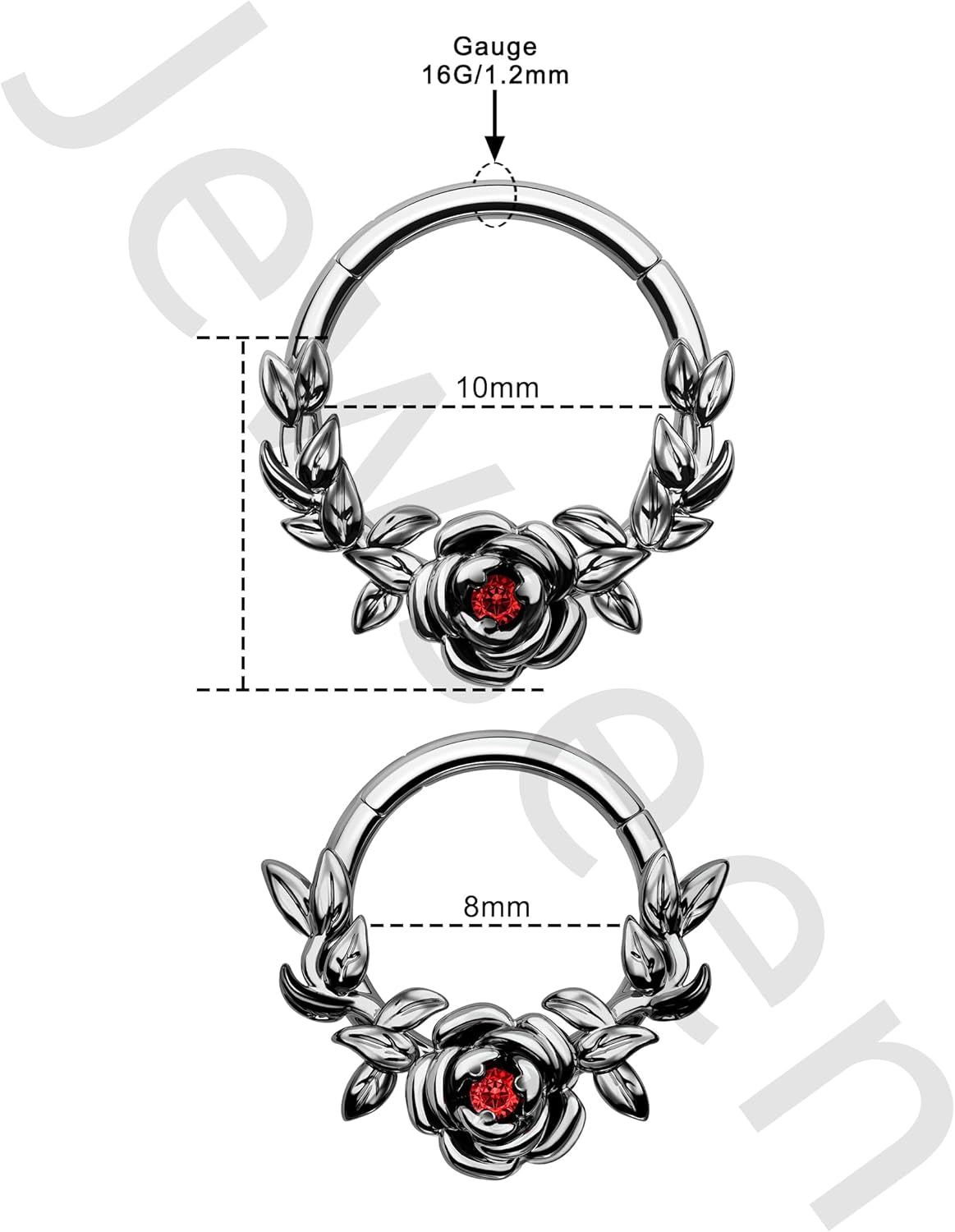 Halloween Cartilage Hoop Rose Hinged Segment Rings Gothic Septum Rings 16G Daith Piercing Jewelry Helix Tragus Piercing Jewelry for Women Men