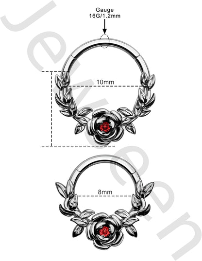 Halloween Cartilage Hoop Rose Hinged Segment Rings Gothic Septum Rings 16G Daith Piercing Jewelry Helix Tragus Piercing Jewelry for Women Men