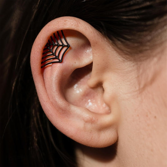 Spider Web Earrings for Women Spider Web Cartilage Earring Funny Fake Spider Punk Stud Earring Hip Hop Goth Halloween Piercing Earring Accessories Jewelry