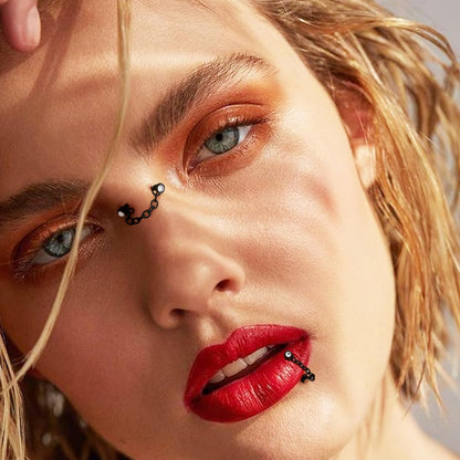 3 Pcs 316L Stainless Steel 16G Tragus Helix Rook Piercing Jewelry with Chain, Cartilage Earrings for Women, Belly Button Ring Vertical Labret Lip Piercing Jewelry