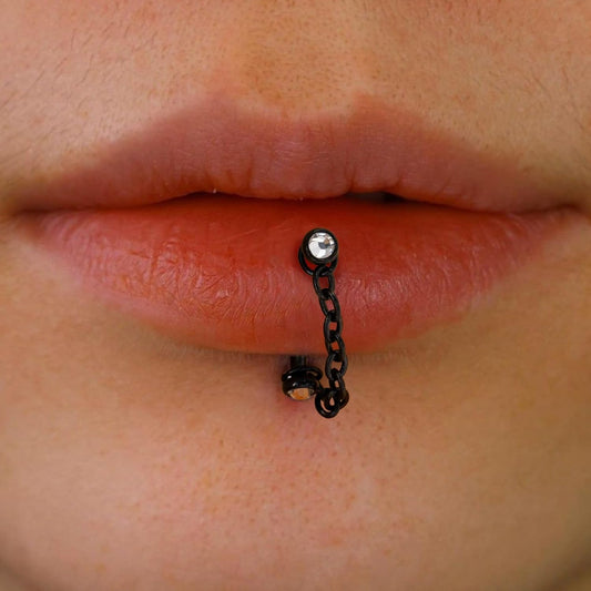 3 Pcs 316L Stainless Steel 16G Tragus Helix Rook Piercing Jewelry with Chain, Cartilage Earrings for Women, Belly Button Ring Vertical Labret Lip Piercing Jewelry