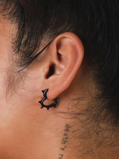 Huggie Hoop Spike Heart Earrings, Gothic Punk Grunge Emo Y2K Earrings, Goth Jewelry, Christmas Jewelry Gift for Women