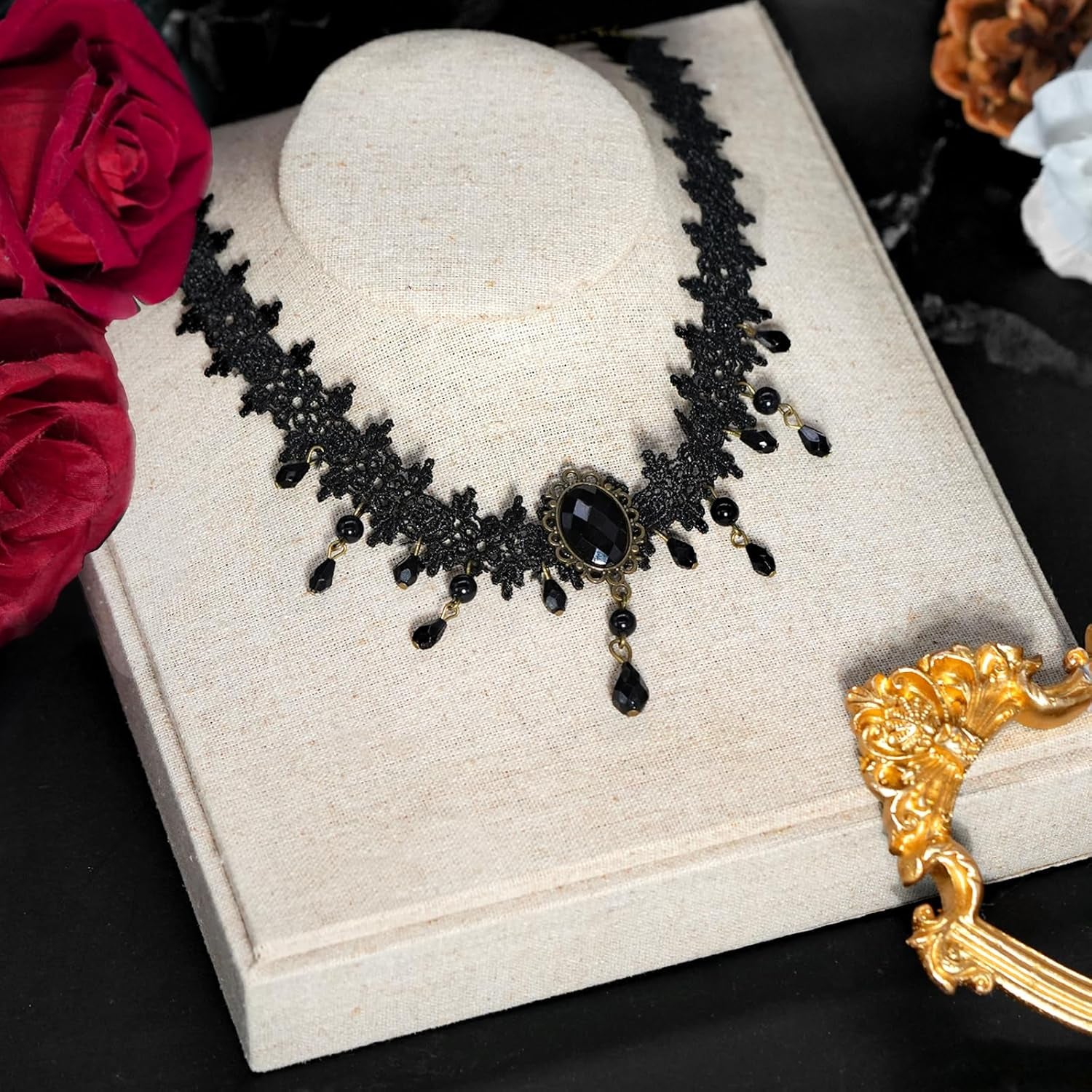 Gothic Velvet Lace Choker – Crystal Relic