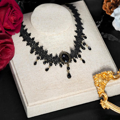 Gothic Velvet Lace Choker – Crystal Relic