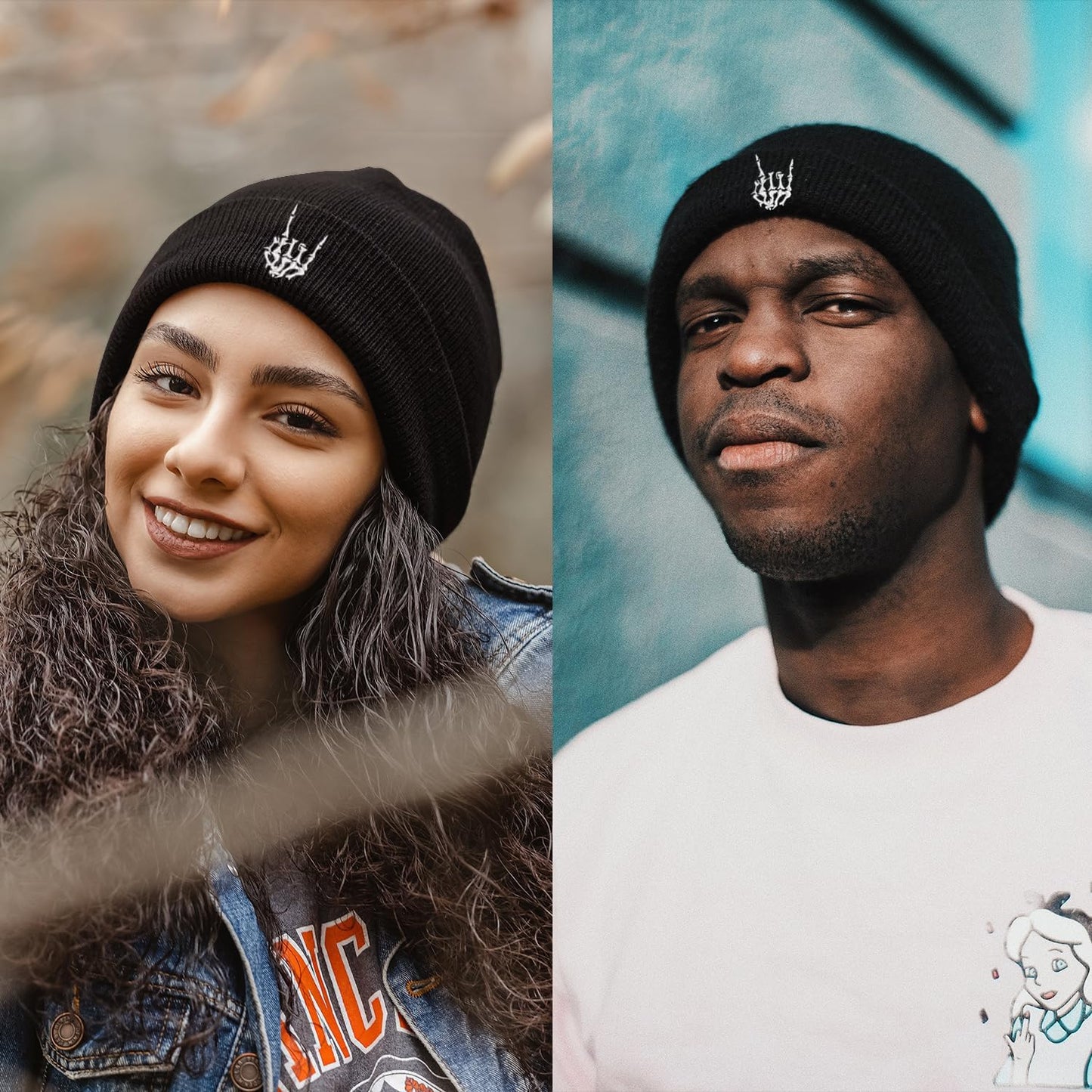 Halloween Skull Goth Knit Beanie Hats for Men Women Cool Emo Gothic Birthday Christmas Skeleton Gifts Presents Winter