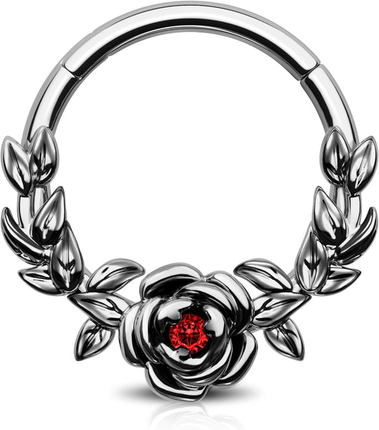 Halloween Cartilage Hoop Rose Hinged Segment Rings Gothic Septum Rings 16G Daith Piercing Jewelry Helix Tragus Piercing Jewelry for Women Men