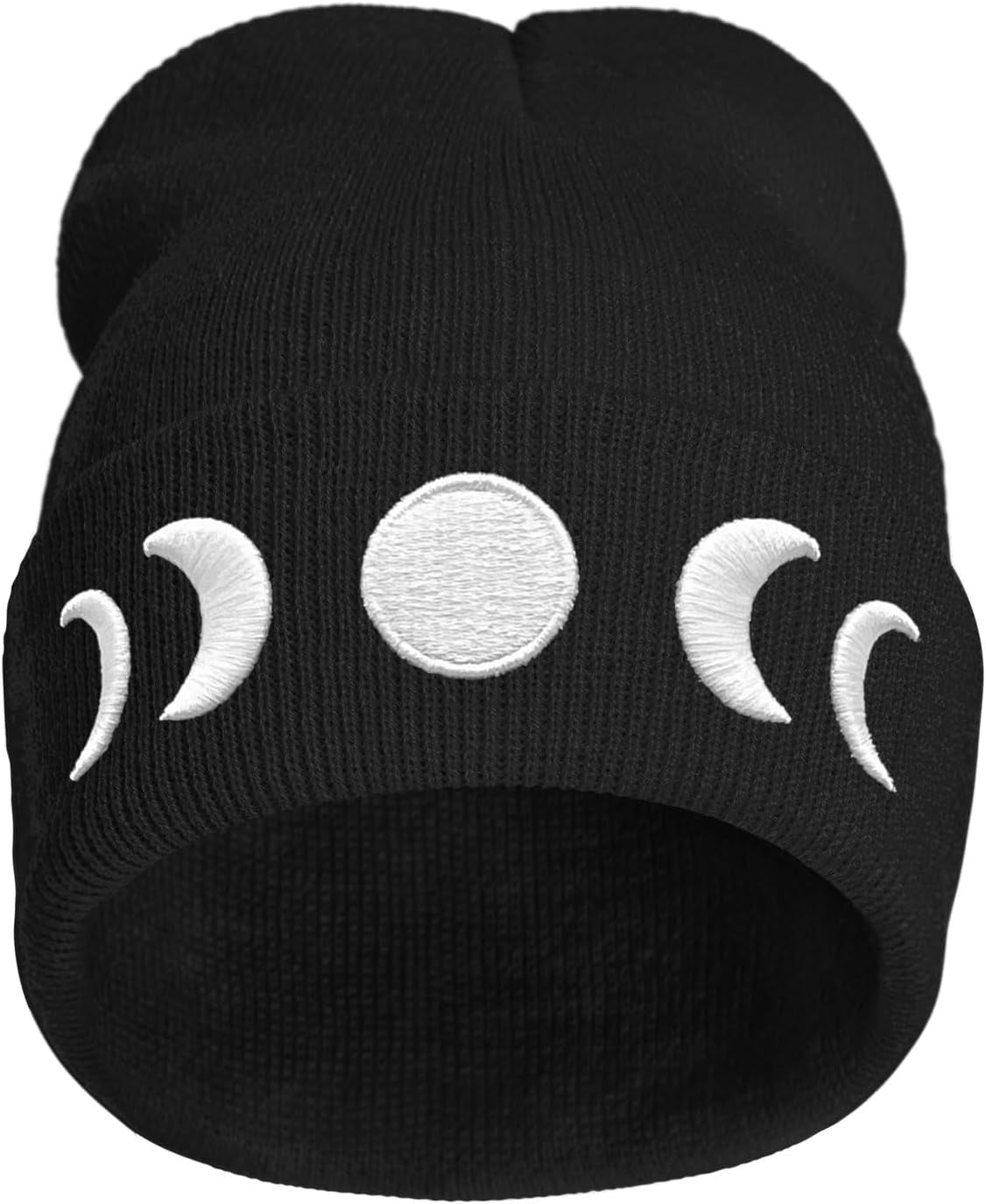 Moon Embroidery Beanie Knit Hat for Men Women, Casual Skull Knit Cap