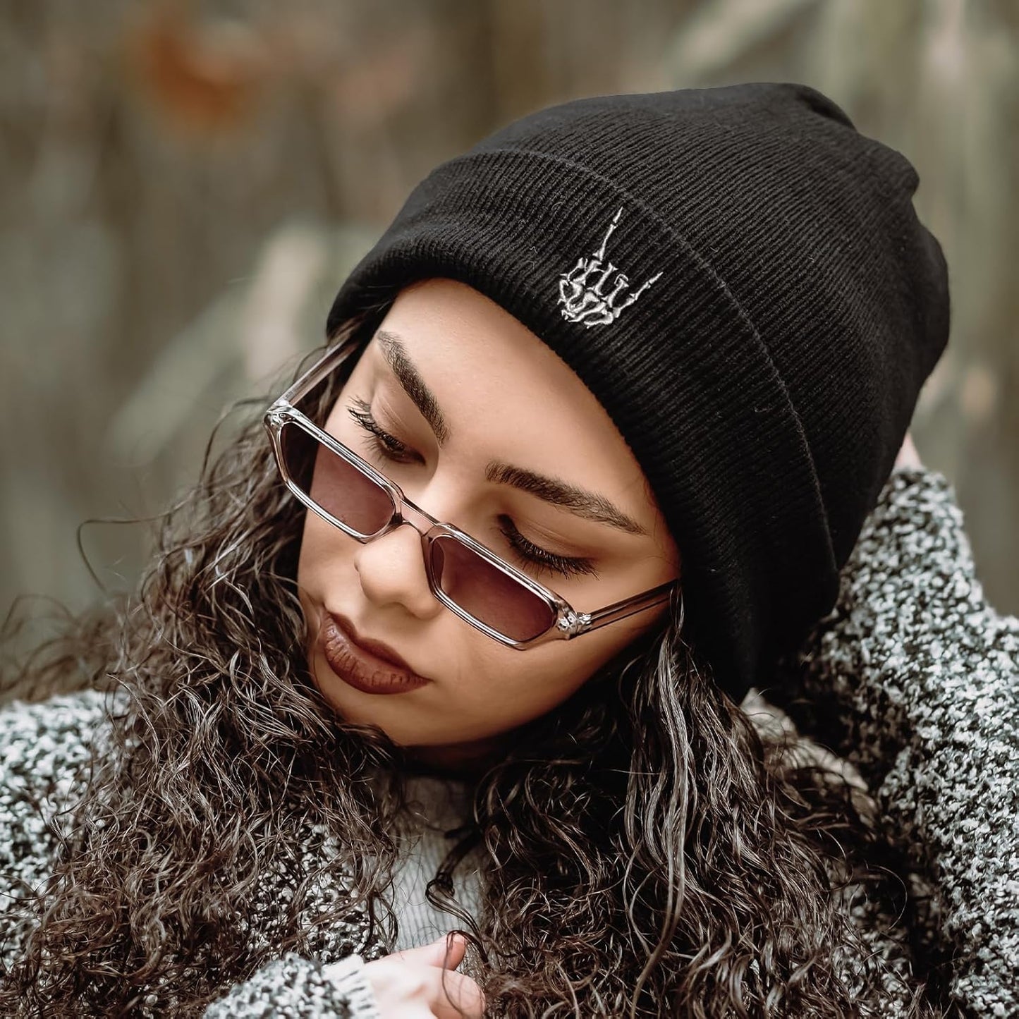 Halloween Skull Goth Knit Beanie Hats for Men Women Cool Emo Gothic Birthday Christmas Skeleton Gifts Presents Winter