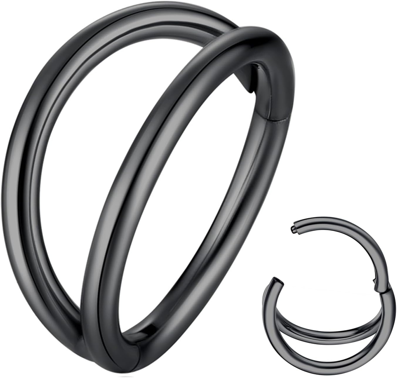 Double Hoop Nose Ring 18G 16G 316L Surgical Steel Cartilage Earring Septum Jewelry Seamless Hinged Clicker Segment Ring Conch Daith Tragus Helix Rook Piercing Earring Lip Ring