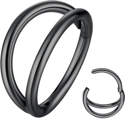 Double Hoop Nose Ring 18G 16G 316L Surgical Steel Cartilage Earring Septum Jewelry Seamless Hinged Clicker Segment Ring Conch Daith Tragus Helix Rook Piercing Earring Lip Ring