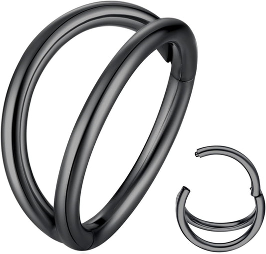 Double Hoop Nose Ring 18G 16G 316L Surgical Steel Cartilage Earring Septum Jewelry Seamless Hinged Clicker Segment Ring Conch Daith Tragus Helix Rook Piercing Earring Lip Ring
