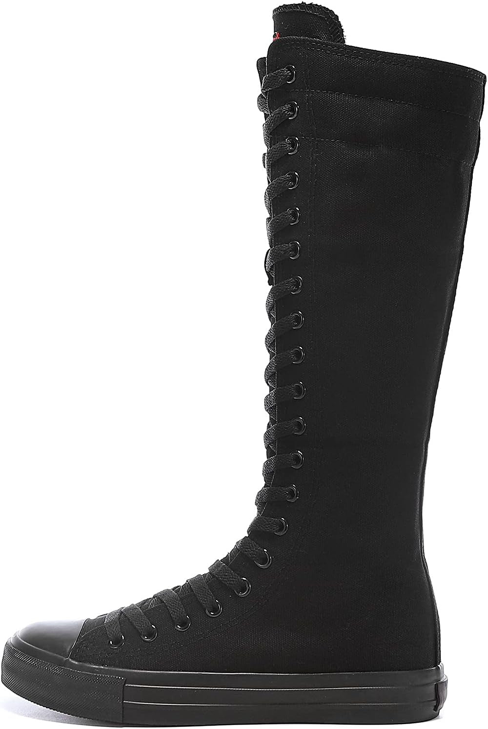 Midnight Riot Canvas Knee Boots – Lace-Up Zip High-Top