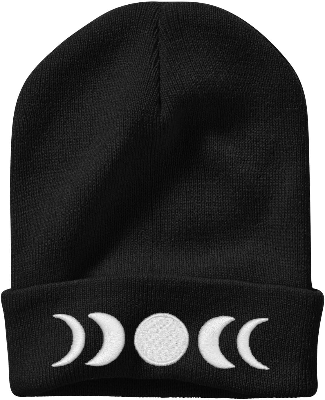Moon Embroidery Beanie Knit Hat for Men Women, Casual Skull Knit Cap