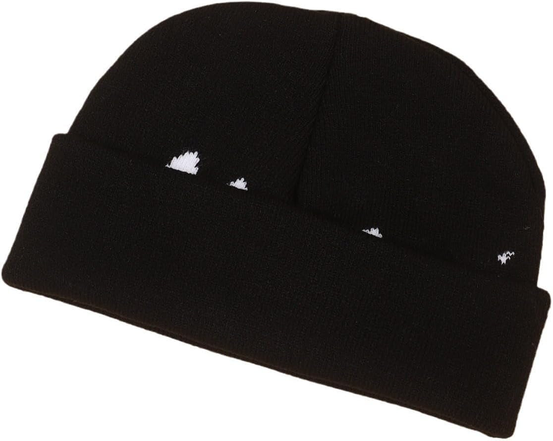 Unisex Y2K Knitted Beanie Hat Gothic Tooth Skull Cap Winter Warm Hat for Women Men Halloween