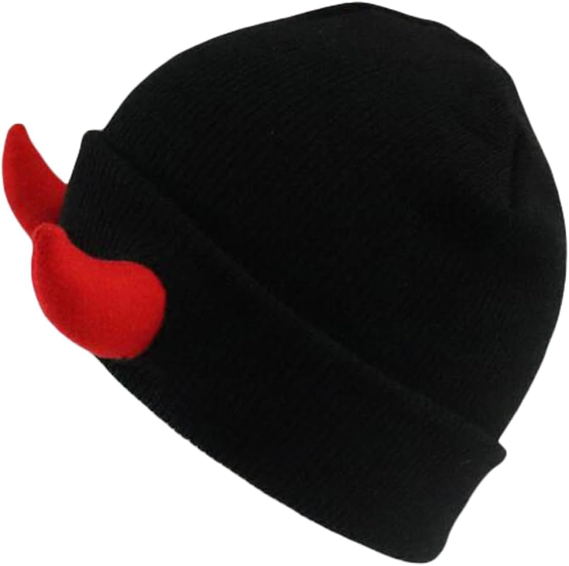 Womens Halloween Devil Horn Hat Skull Hat Warm Knitted Winter Beanie Cuffed Funny Alt Emo Scene Cap Y2K Accessories